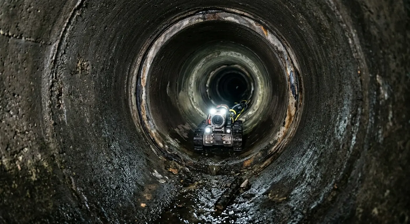 Robotic sewer camera inspecting pipe interior for Sewer Line Repair in Savannah